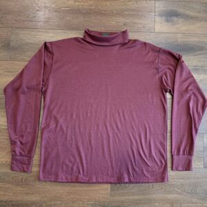 Cabelas Turtleneck Shirt Mens 2XL Tall Maroon LS Pullover USA 90s Vintage